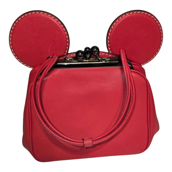 Coach x Disney x Keith Haring Mickey Mouse Ears Bag Kisslock Red LIMITED SEE - Picture 2 of 13